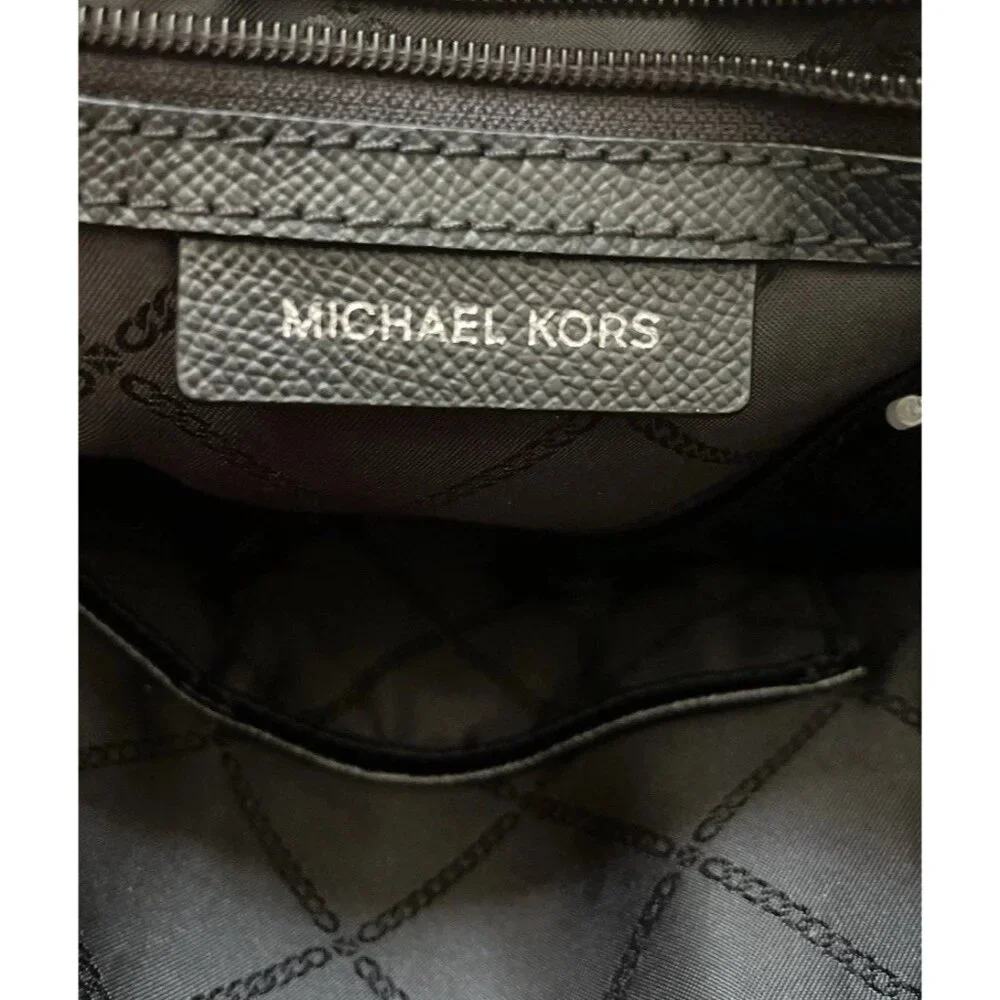 Michael Kors Mini Backpack MK Signature Women’s Leather Black Metallic Silver - Picture 12 of 12